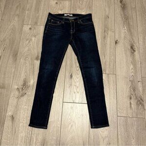 J Brand With Orange Stitching Skinny Leg Blue Jeans, Style #910 Ink, Size 28